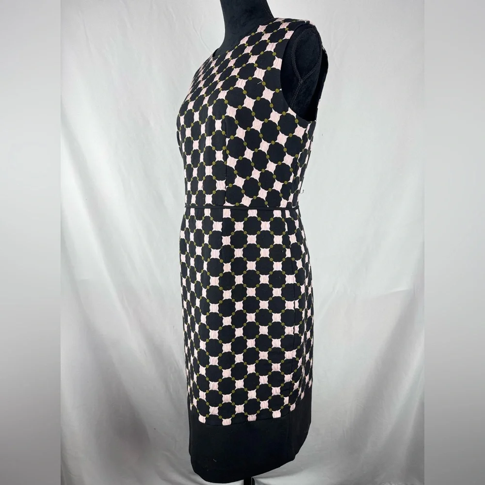 Ann Taylor Black Geometric Print Sleeveless Sheath Dress - Picture 3 of 6